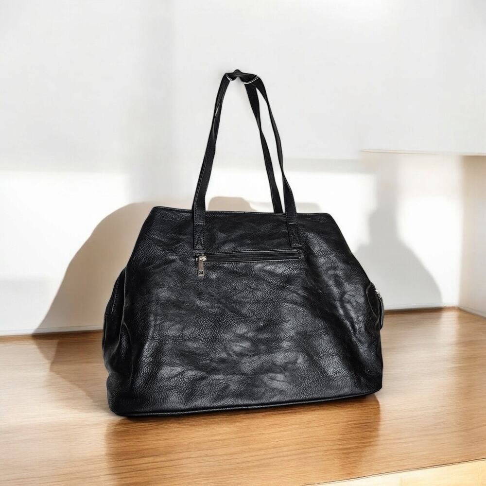 K. Carroll Women's Large Vegan Black Everything Tote Animal Print Lining